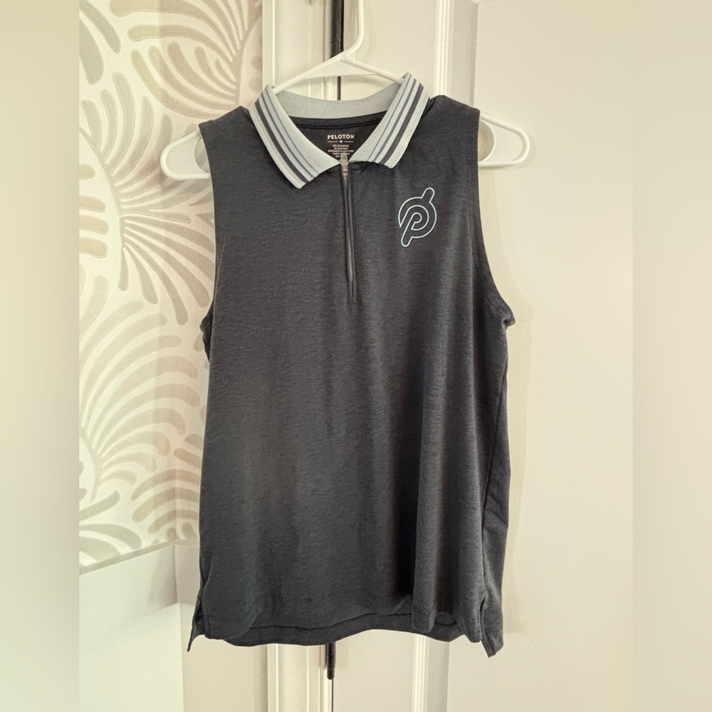 Peloton Charcoal Sleeveless Golf Polo with Zip Collar
